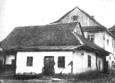 Unbekannter Photograph, Bet hamidrasch in Ba alschem in Miedžybož, 1927; Bildquelle: Jüdisches Lexikon, Berlin 1927, vol. III, Sp. 69.