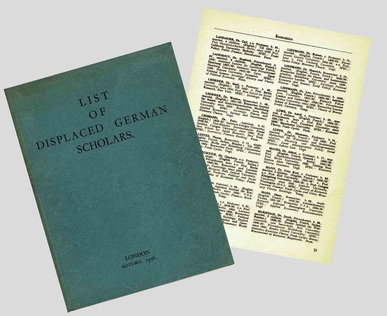 List of Displaced German Scholars, hg. vom Academic Assistance Council, London, dem Emergency Committee in Aid of Displaced German Scholars, New York, und der Notgemeinschaft deutscher Wissenschaftler im Ausland, London 1936. 