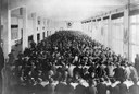 Rows of tables crowded with men, dining room, Immigrant Hotel, Buenos Aires, Argentina, black-and-white photograph, c. 1890–1920, unknown photographer; source: Library of Congress, Frank and Frances Carpenter Collection, Reproduction Number: LC-USZ62-26047 (b&w film copy neg.), http://hdl.loc.gov/loc.pnp/cph.3a26927.