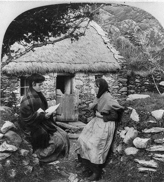 A letter from Pat in America, black-and-white stereograph, c. 1902, unknown photographer, Keystone View Company, Meadville, Pa.; source: Library of Congress, Prints and Photographs Division Washington, Reproduction Number: LC-USZ62-123754 (b&w film copy neg.) LC-USZ62-67980 (b&w film copy neg. of half stereo), http://hdl.loc.gov/loc.pnp/cph.3c23754.