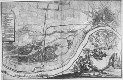 Plan von Dresden mit Einzeichnungen von Aufmarsch- und Festplätzen anläßlich der Vermählung des Kurprinzen Friedrich August mit Maria Josepha 1719 IMG