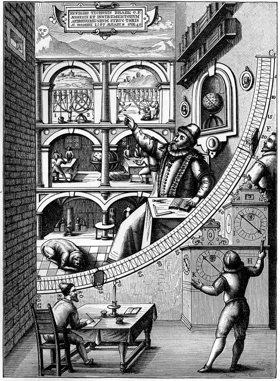 Der Mauerquadrant in Uraniborg, 1909, unbekannter Künstler; Bilquelle: Meyers Großes Konversationslexikon, 6. Aufl., Zweiter Band, Leipzig 1909, S. 111.