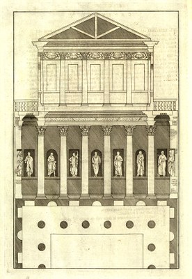 Andrea Palladio (1508–1580), Ägyptischer Saal, 1570; Bildquelle: Palladio, Andrea: I quattro libri dell'architettura, Venedig 1570, vol. 2, S. 40, Exemplar der Niedersächsischen Staats- und Universitätsbibliothek Göttingen, Signatur 4 M ARCH I, 1293 RARA. 