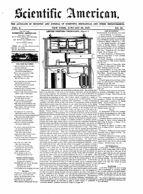 Scientific American Volume 2, issue 18 (January 23, 1847), title page; source: Courtesy of Cornell University Library, Making of America Digital Collection http://ebooks.library.cornell.edu/m/moa/, http://digital.library.cornell.edu/cgi/t/text/text-idx?c=scia;idno=scia0002-18.