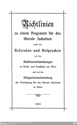 Richtlinien zu einem Programm für das liberale Judentum