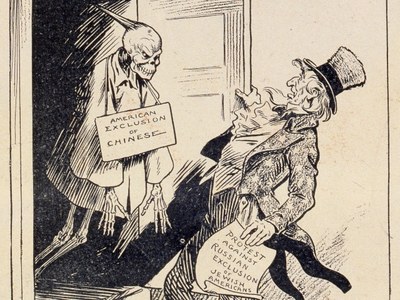 Louise Glackens, "A Skeleton in His Closet," Puck, vol. 70, no. 1818 (Jan 3, 1912), p. 2; source: Library of Congress, LC-USZC2-1043, http://www.loc.gov/pictures/item/2002720339/, public domain.